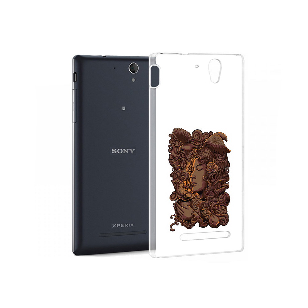 

Чехол MyPads Tocco для Sony Xperia C5 Ultra девушка с длинными волосами абстракция, Прозрачный, Tocco