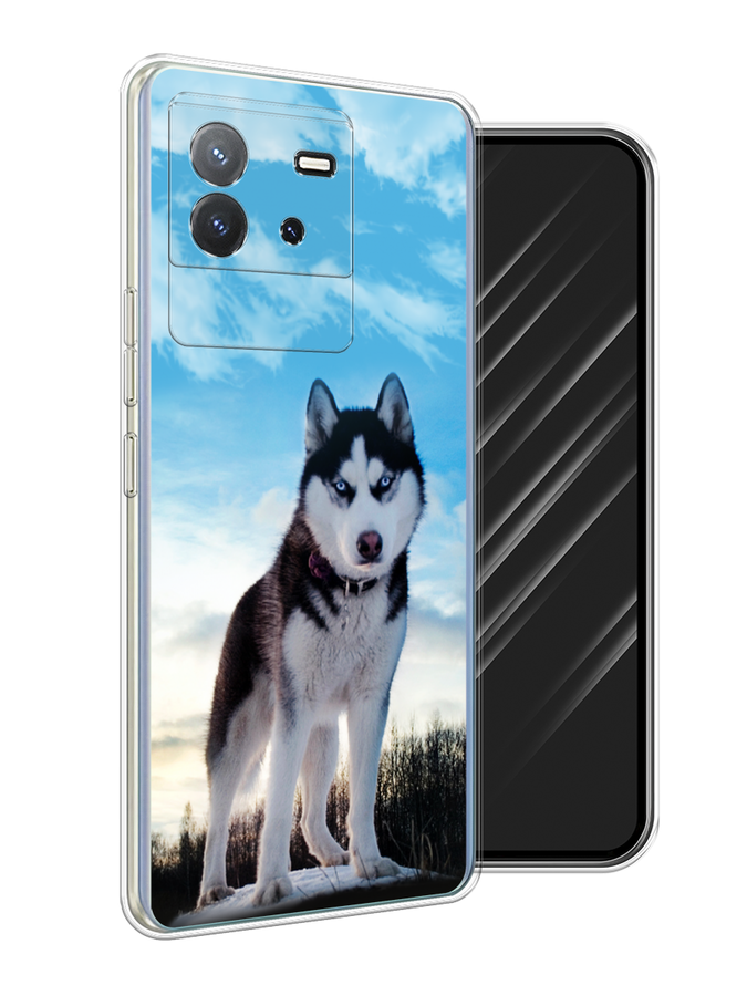 

Чехол Awog на Vivo T2 4G "Хаски 3", Белый;черный;голубой, 269550-1