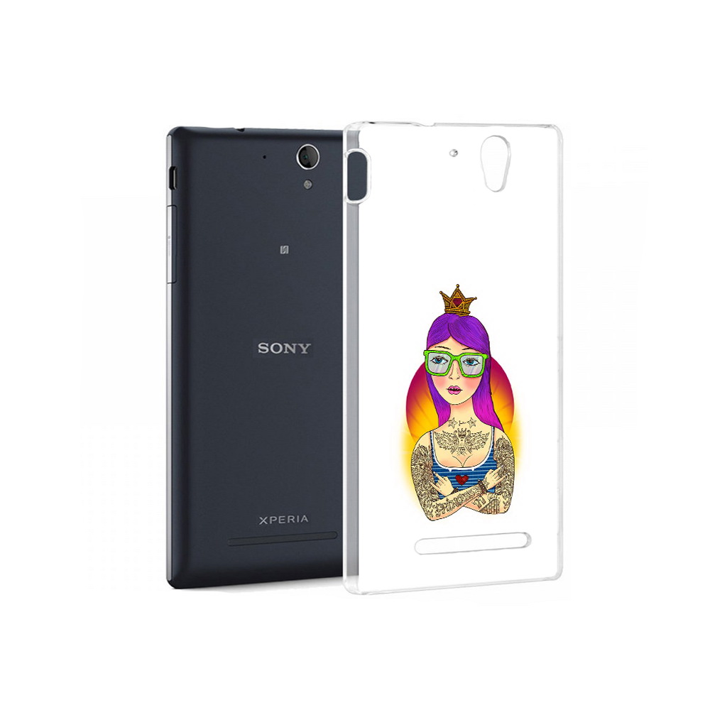 

Чехол MyPads Tocco для Sony Xperia C5 Ultra девушка в татуировках с короной, Прозрачный, Tocco