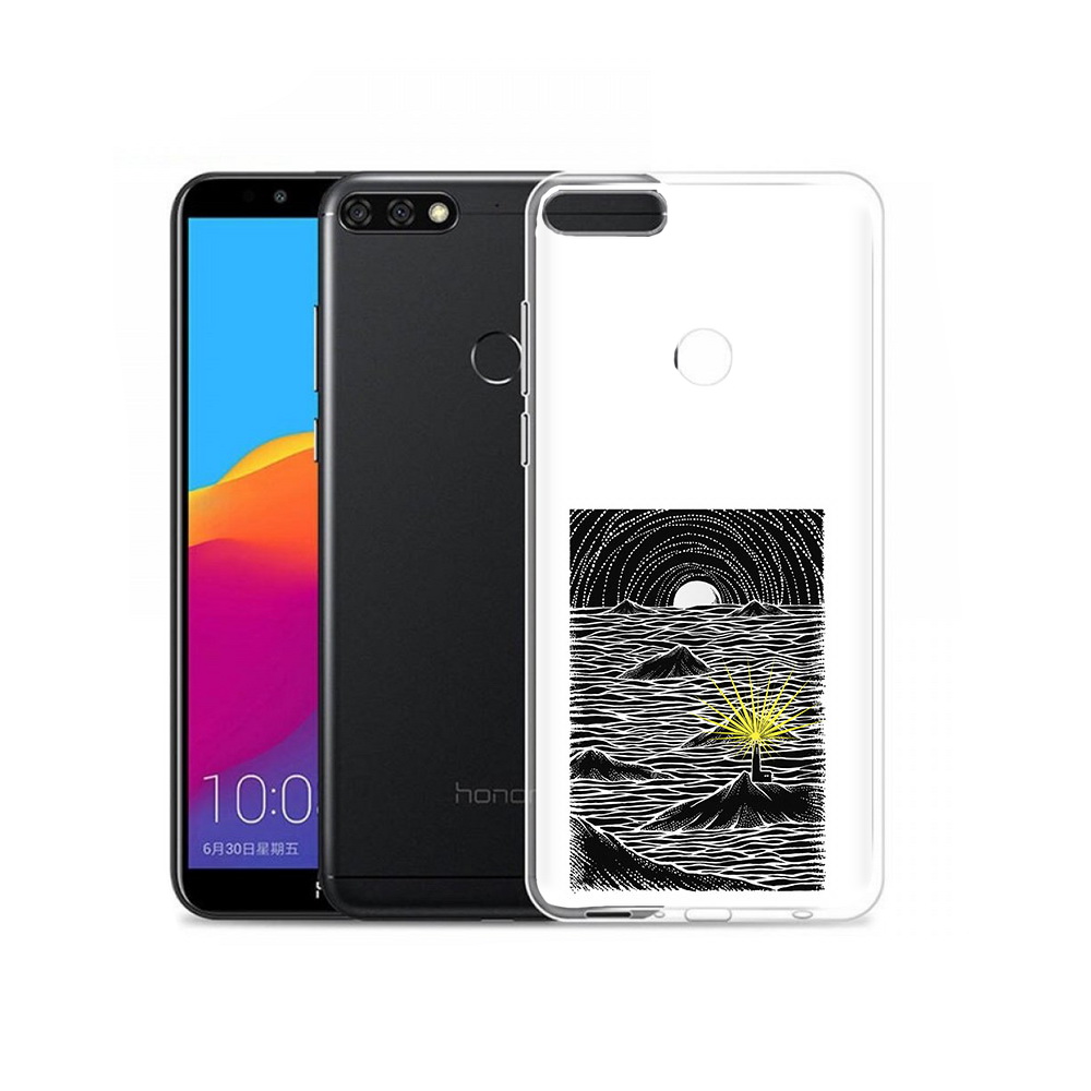 

Чехол MyPads Tocco для Honor 7C Pro маяк в черно белом море (PT113786.47.460), Прозрачный, Tocco