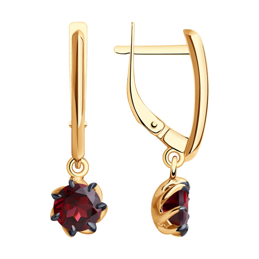 

Серьги подвески из красного золота Diamant 51-321-01774-3, родолит, 51-321-01774-3