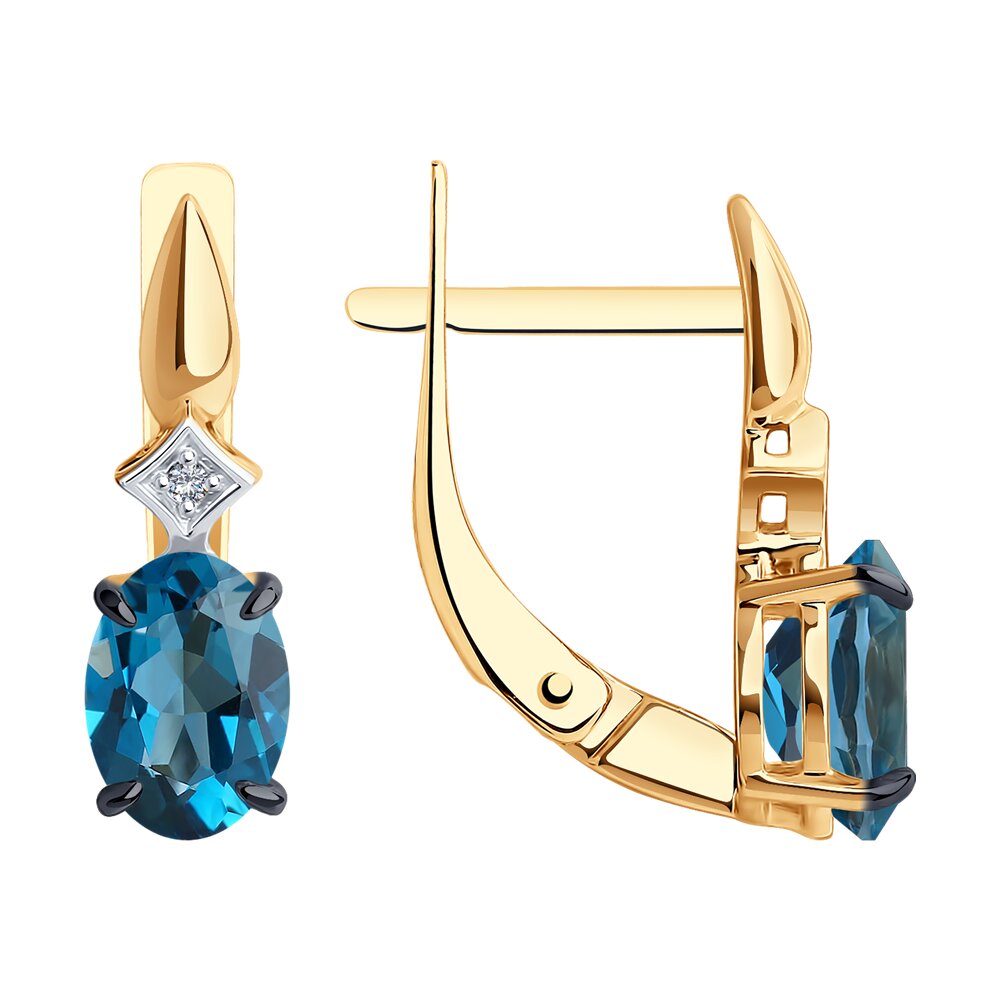 

Серьги из красного золота с фианитом/топазом Diamant 51-320-01919-2, 51-320-01919-2