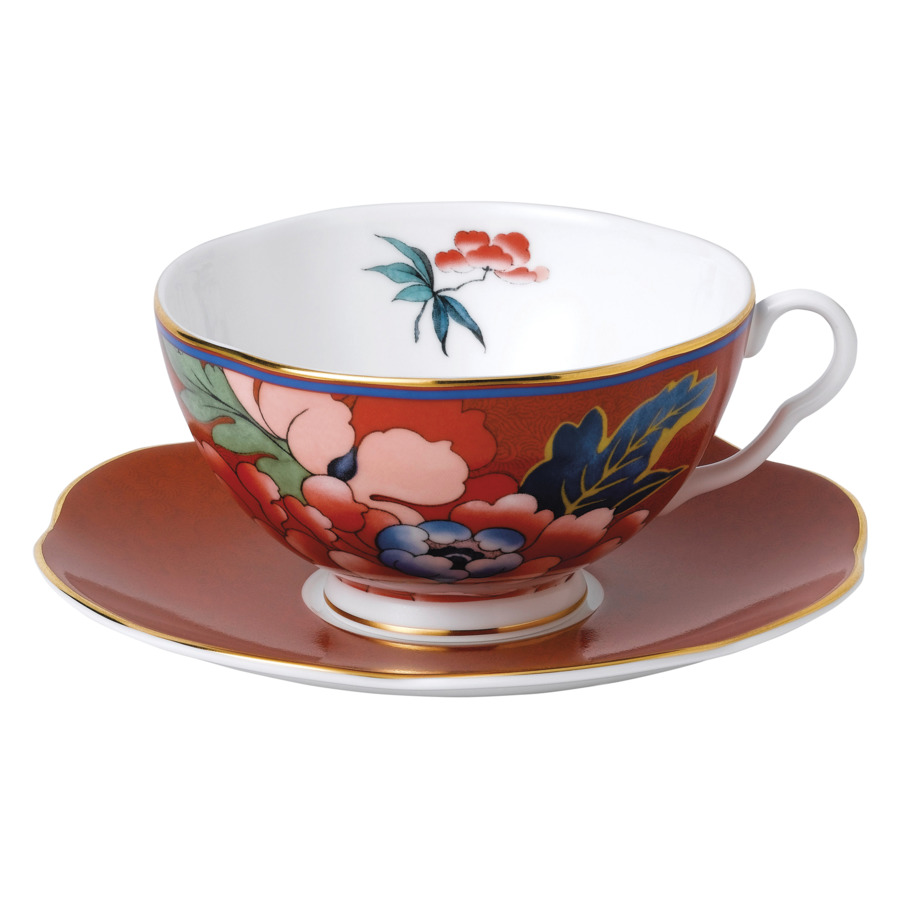 

Чашка чайная с блюдцем Wedgwood Пионы 320 мл, фарфор, красная, Красный