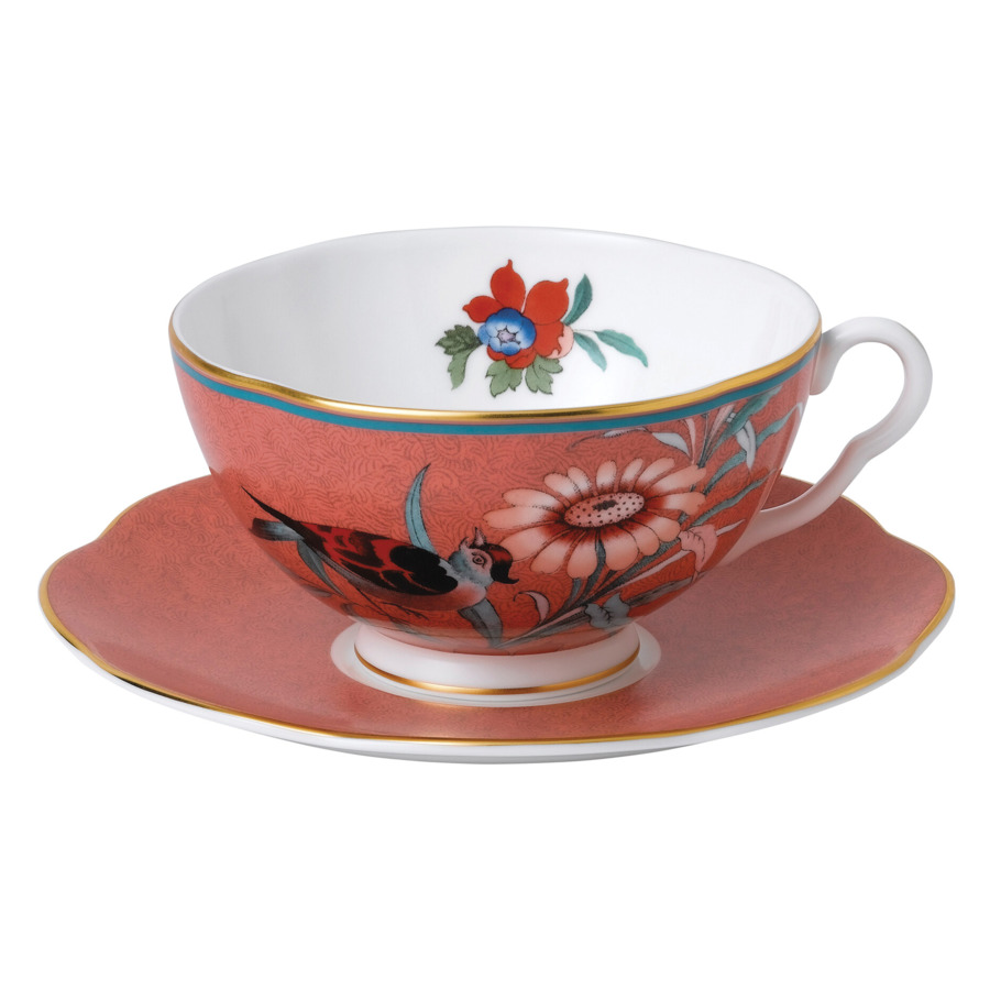 

Чашка чайная с блюдцем Wedgwood Пионы 320 мл, фарфор, коралловая, Красный