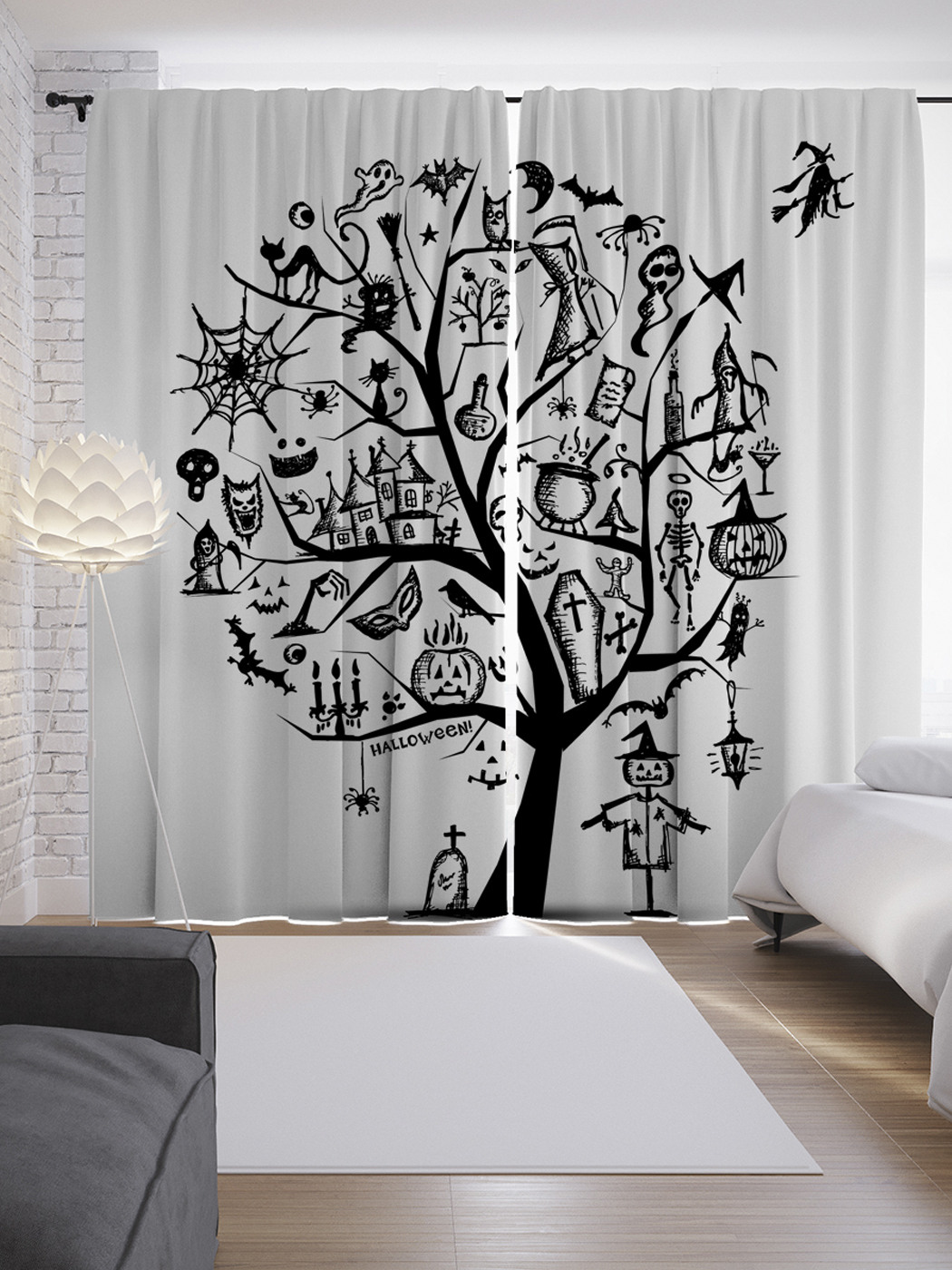 

Шторы с фотопечатью "Ужасы Хэллоуина" из сатена, 290х265 см