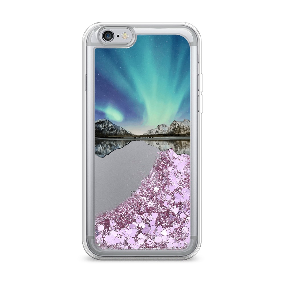 

Жидкий чехол с блестками "Горное озеро и сияние" на Apple iPhone 6S, 0104S94-1