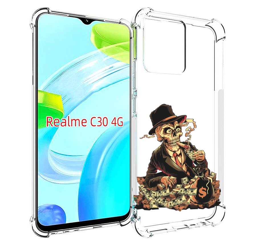 

Чехол MyPads нарисованный череп с сигаретой для Realme C30 4G / Narzo 50i Prime, Прозрачный, Tocco