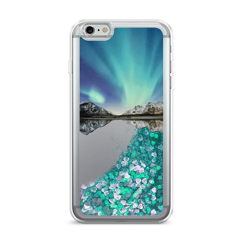 

Жидкий чехол с блестками "Горное озеро и сияние" на Apple iPhone 6 Plus, 10595-1