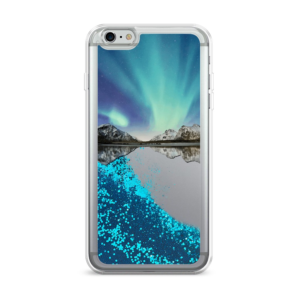 

Жидкий чехол с блестками "Горное озеро и сияние" на Apple iPhone 6 Plus, 10593-1