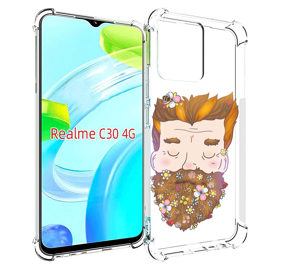 

Чехол MyPads мужчина с цветами в бороде для Realme C30 4G / Narzo 50i Prime, Прозрачный, Tocco