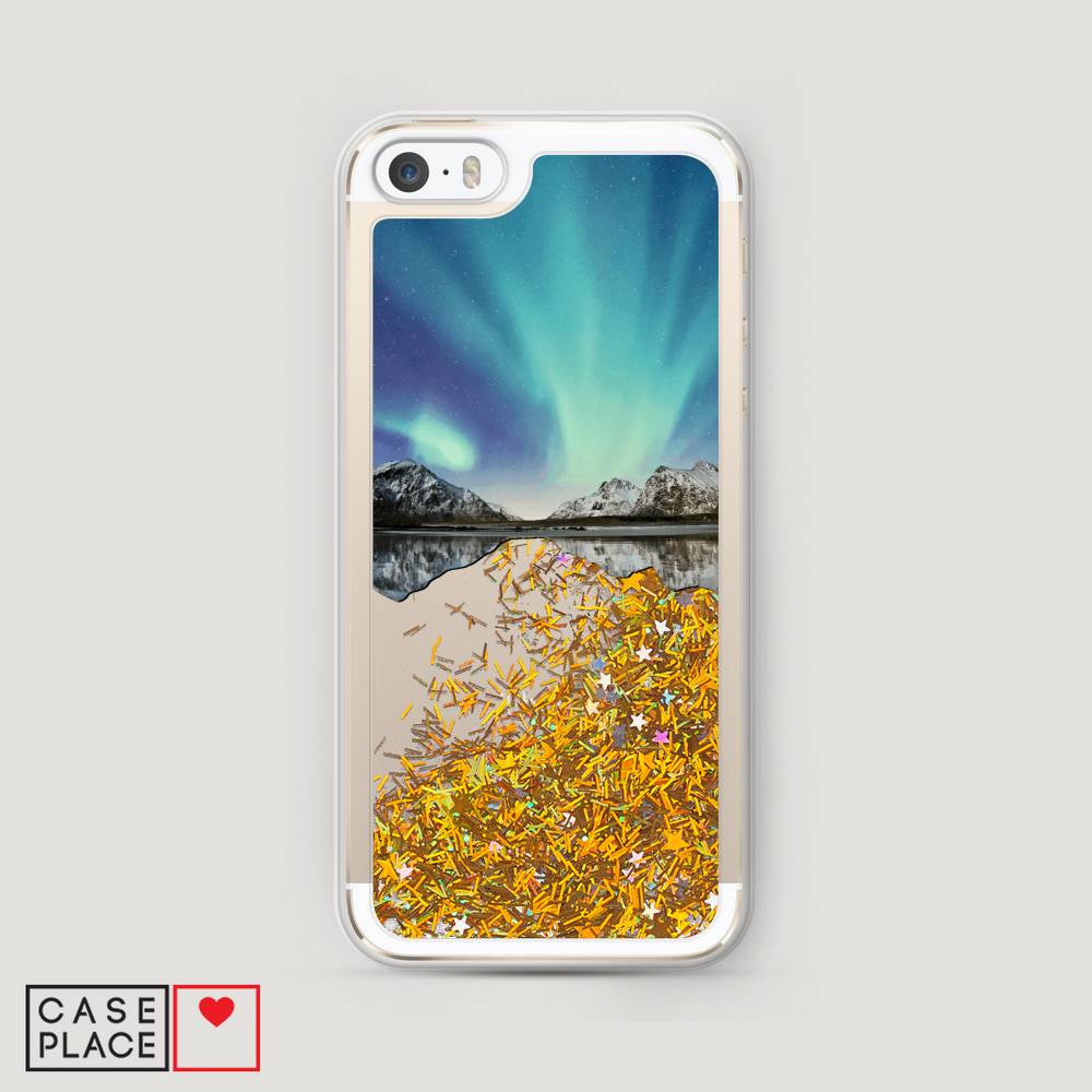 

Чехол Awog на Apple iPhone 5 / Айфон 5 "Горное озеро и сияние", 10390-1