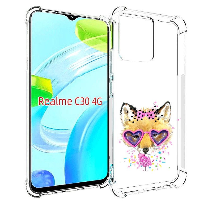 

Чехол MyPads лисенок с бантиком для Realme C30 4G / Narzo 50i Prime, Прозрачный, Tocco