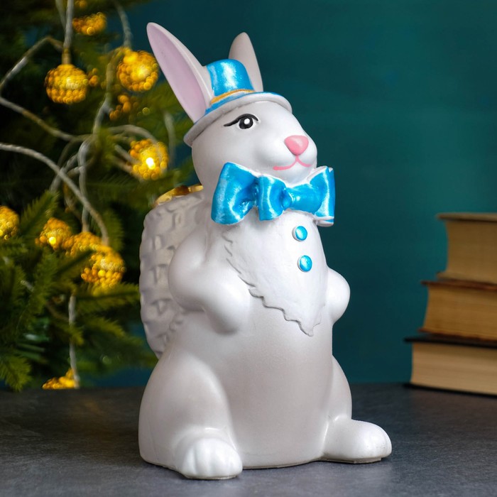 

Копилка "Зайчик с корзиной денег" серый, 24см