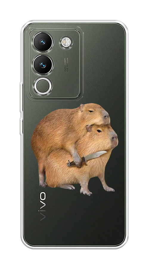 

Чехол на Vivo V29e 5G "Капибара с ножом", Бежевый, 269650-1