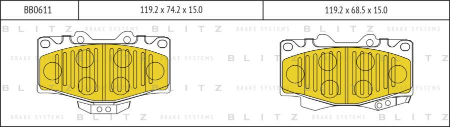 

Тормозные колодки BLITZ передние дисковые bb0611