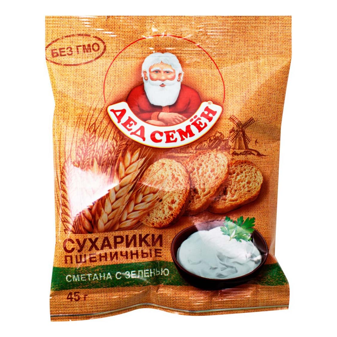 

Сухарики пшеничные Дед Семен сметана-зелень 45 г