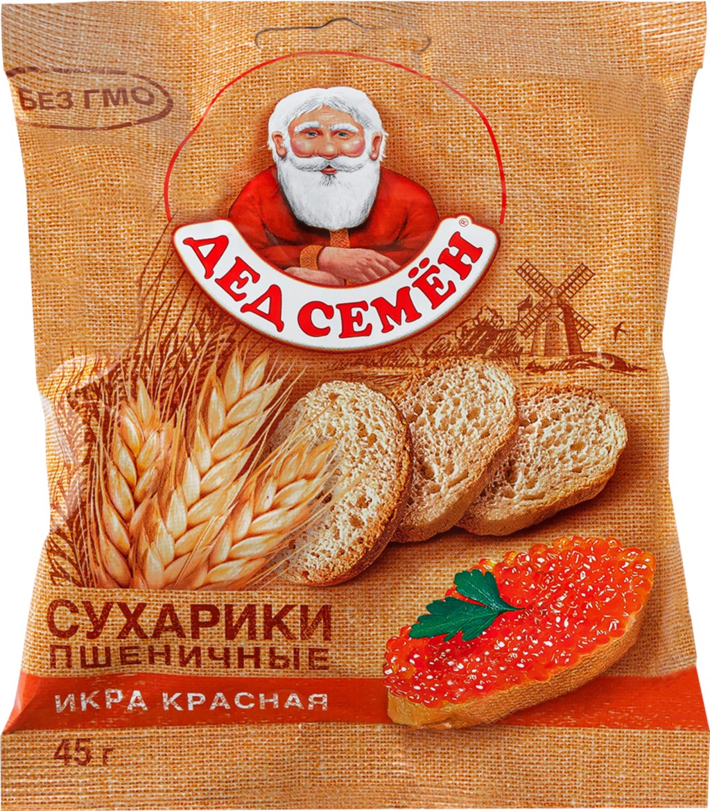 

Сухарики пшеничные Дед Семен красная икра 45 г