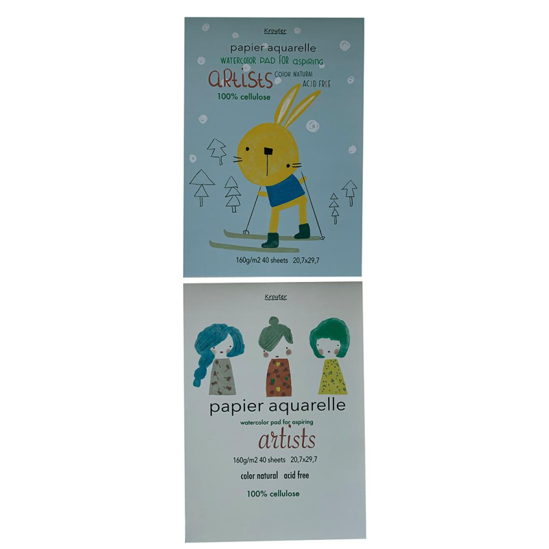 

Альбом для рисования акв.Kroyter 40л А4,скл,бл.160г,тв.подл,Art,в асс.64560