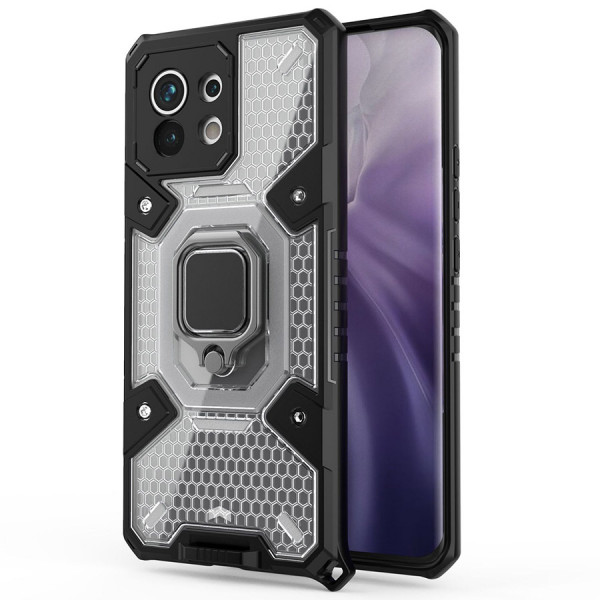 

Противоударный чехол Epik Honeycomb Armor с защитой камеры и кольцом для Xiaomi Mi 11, Черный