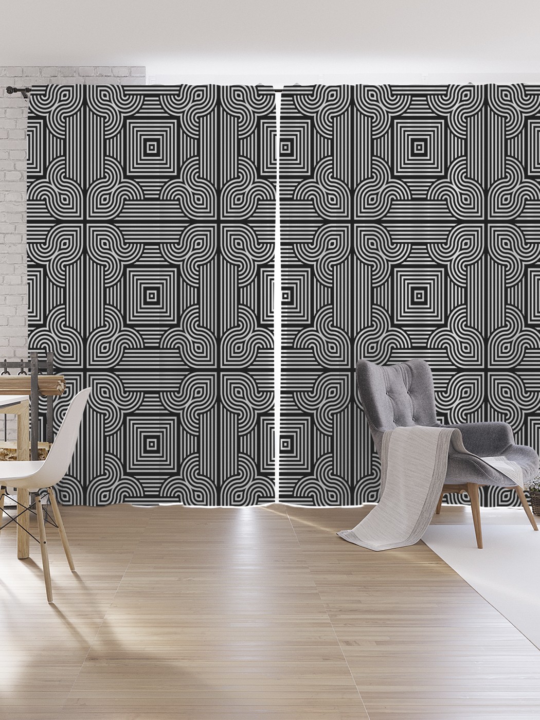 

Шторы под лён JoyArty "Квадратный зентангл", серия Oxford DeLux, 340х265 см, Квадратный зентангл