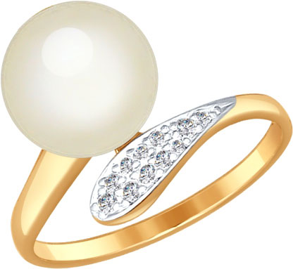 

Кольцо из золота р. 16 AllTime 791003_s, жемчуг культивированный\фианит, 791003_s