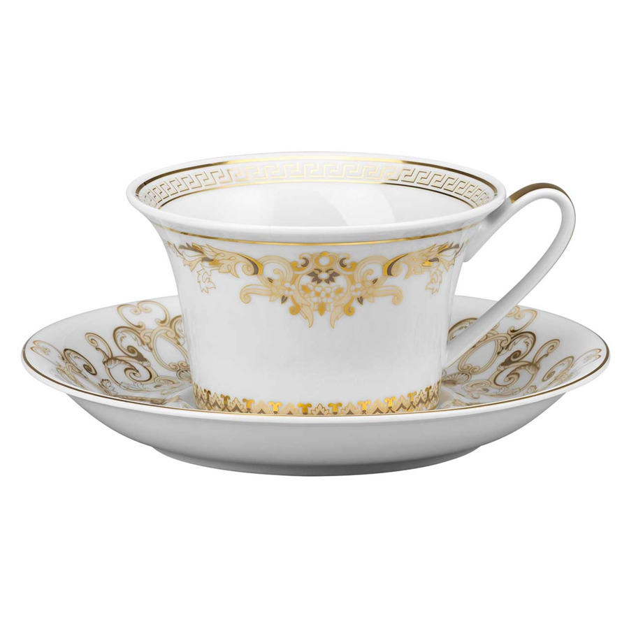 

Чашка чайная с блюдцем Rosenthal Versace Медуза Гала 220 мл, фарфор, Золотистый;белый