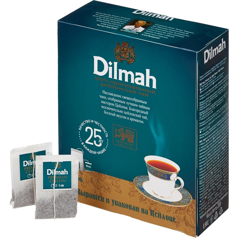 Чай Dilmah Цейлонский черный в пакетиках, 100 шт