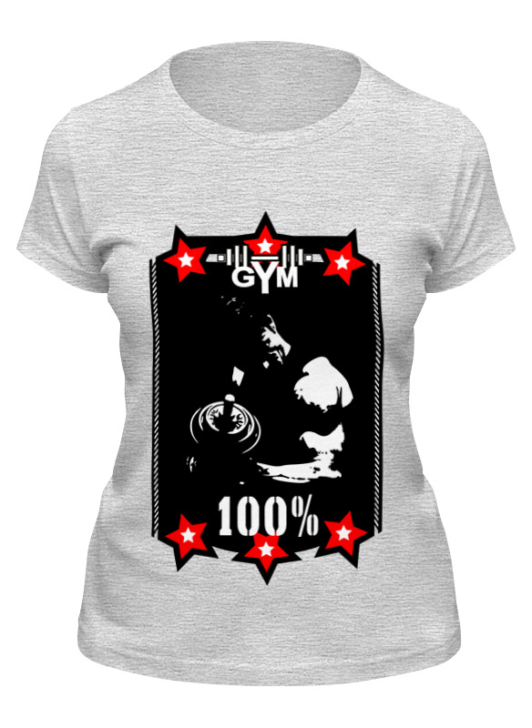 

Футболка женская Printio Gym 100% серая S, Серый;белый, Gym 100%