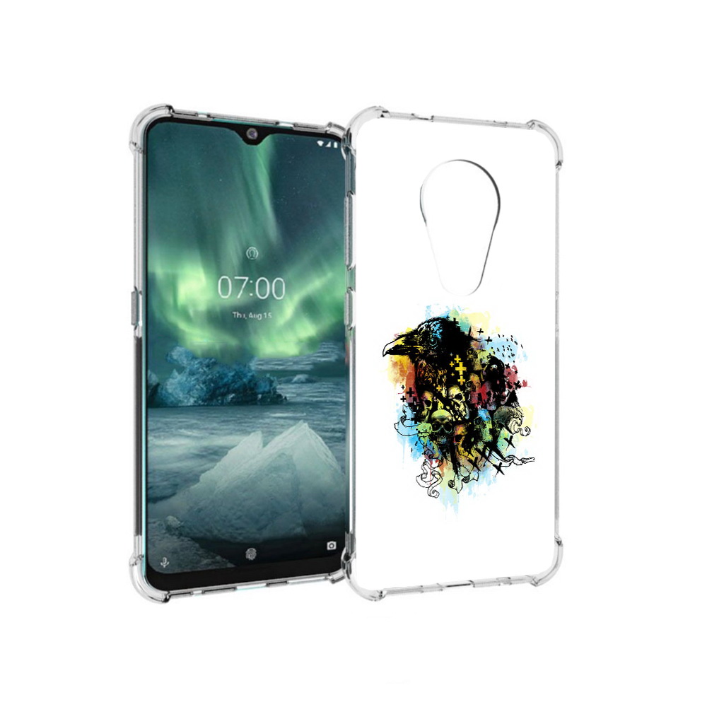 

Чехол MyPads Tocco для Nokia 7.2 ворон и черепа (PT139171.105.273), Прозрачный, Tocco