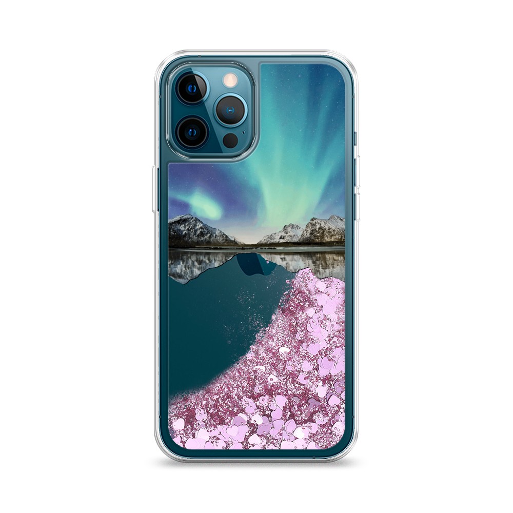 

Жидкий чехол с блестками "Горное озеро и сияние" на Apple iPhone 12 Pro, 12894-1