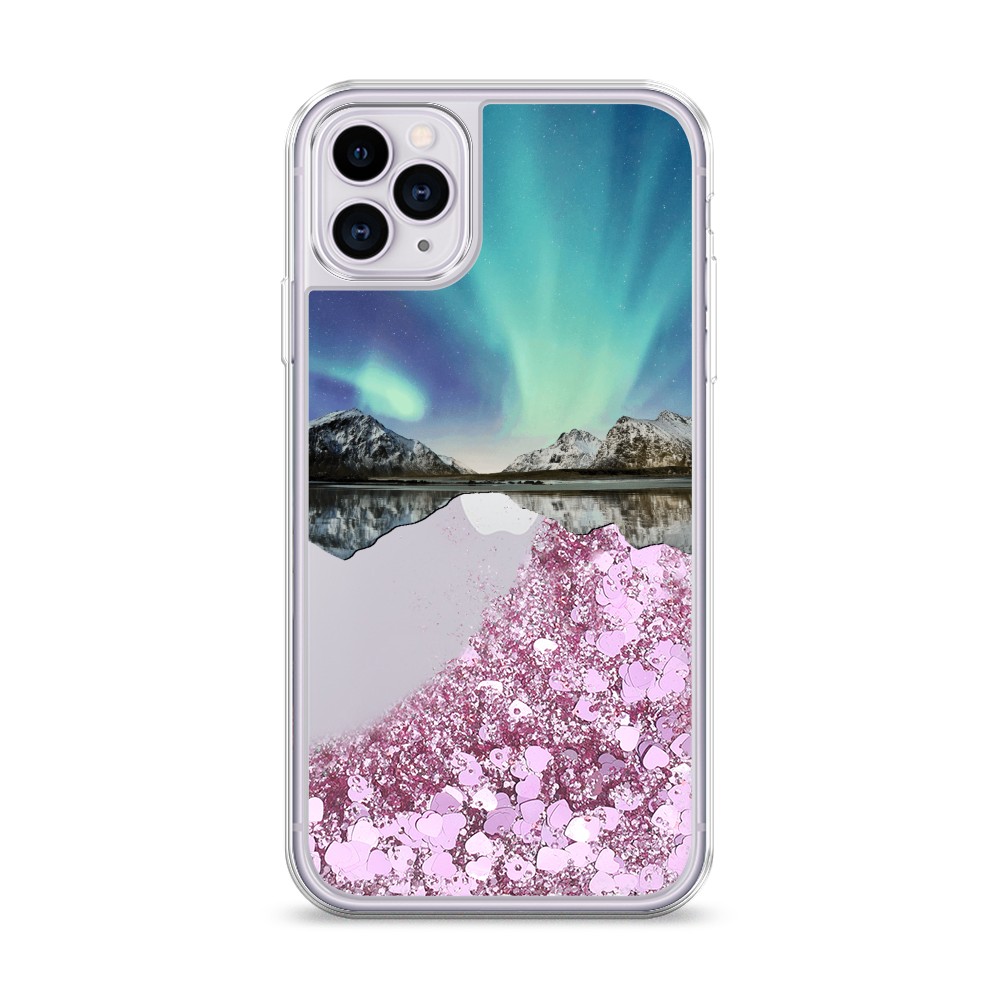 

Жидкий чехол с блестками "Горное озеро и сияние" на Apple iPhone 11 Pro Max, 12294-1