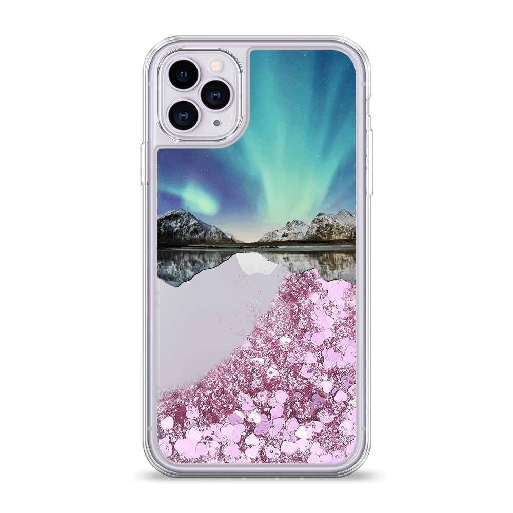 

Жидкий чехол с блестками "Горное озеро и сияние" на Apple iPhone 11 Pro, 12394-1