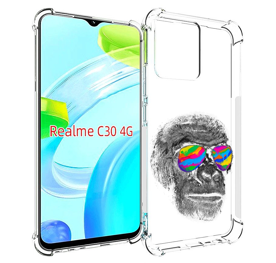 

Чехол MyPads крутая обезьяна в очках для Realme C30 4G / Narzo 50i Prime, Прозрачный, Tocco