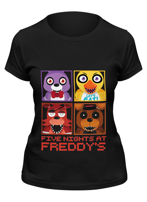 Футболка женская Printio Пять ночей у фредди (five nights at freddy’s) черная 2XL