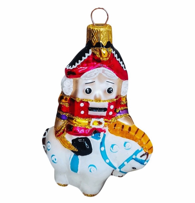 

Елочная игрушка новогодняя Щелкунчик на коне 8 см