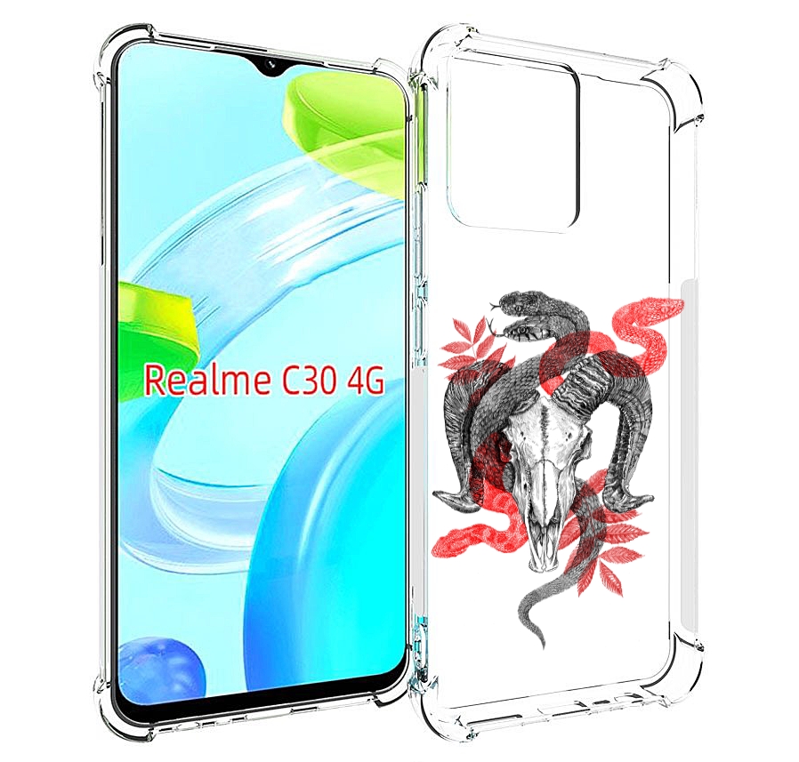 

Чехол MyPads змея в черепе рисунок для Realme C30 4G / Narzo 50i Prime, Прозрачный, Tocco