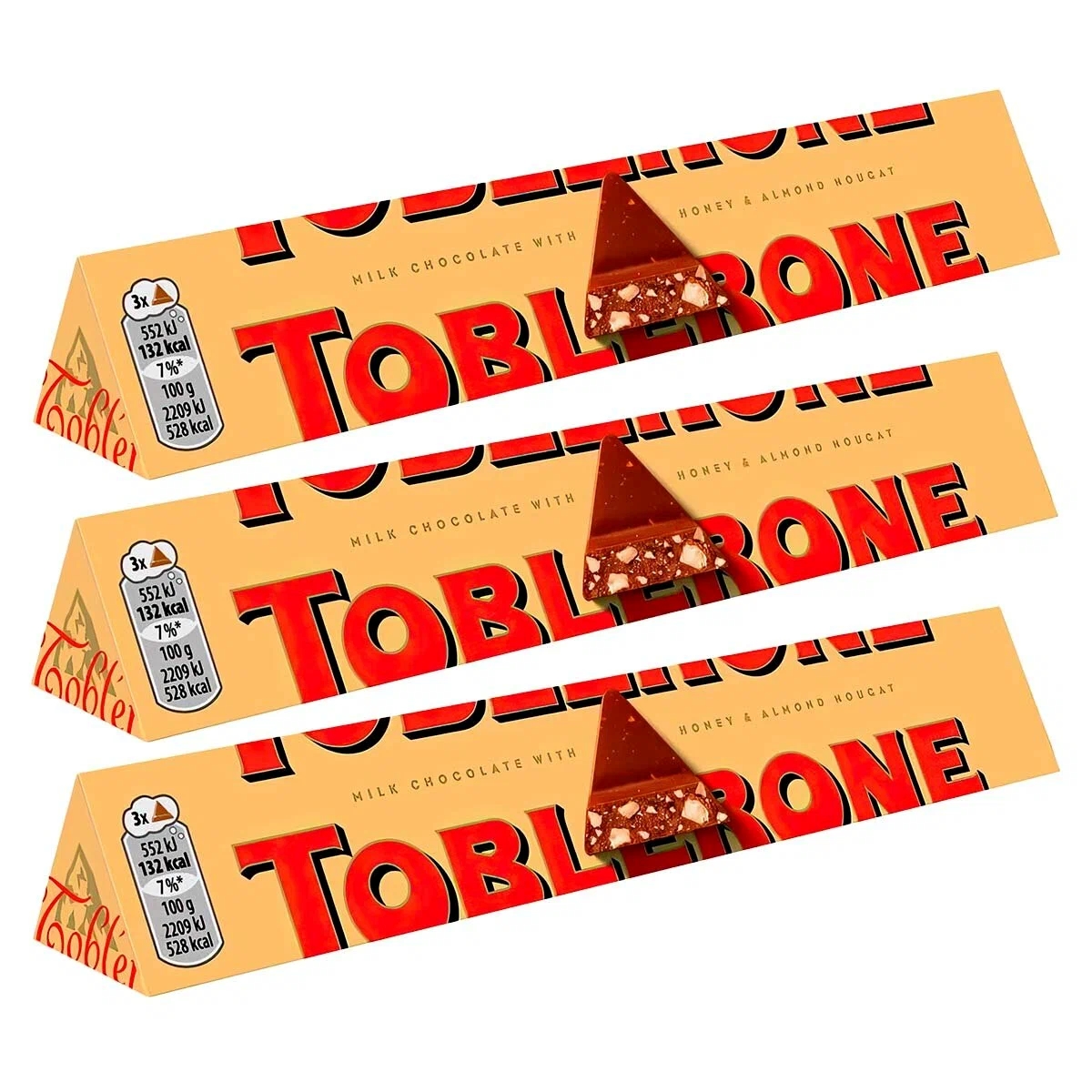 Шоколад Toblerone молочный с медово-миндальной нугой, 100 г x 3 шт