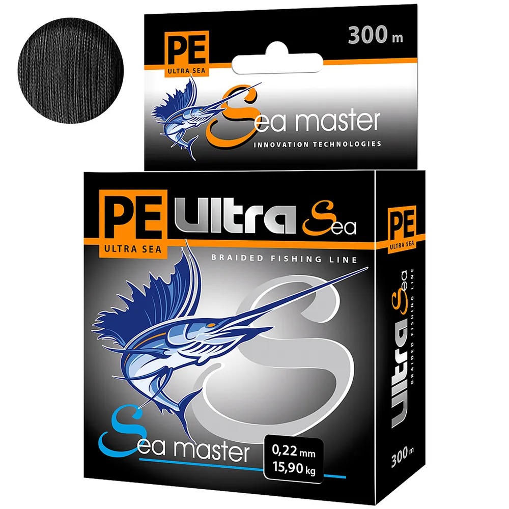 

Плетеный шнур для рыбалки PE ULTRA SEA MASTER 0,40mm 300m (0.22 / 15.9 / 1.7 / 35.6 / -), Черный, Sea master