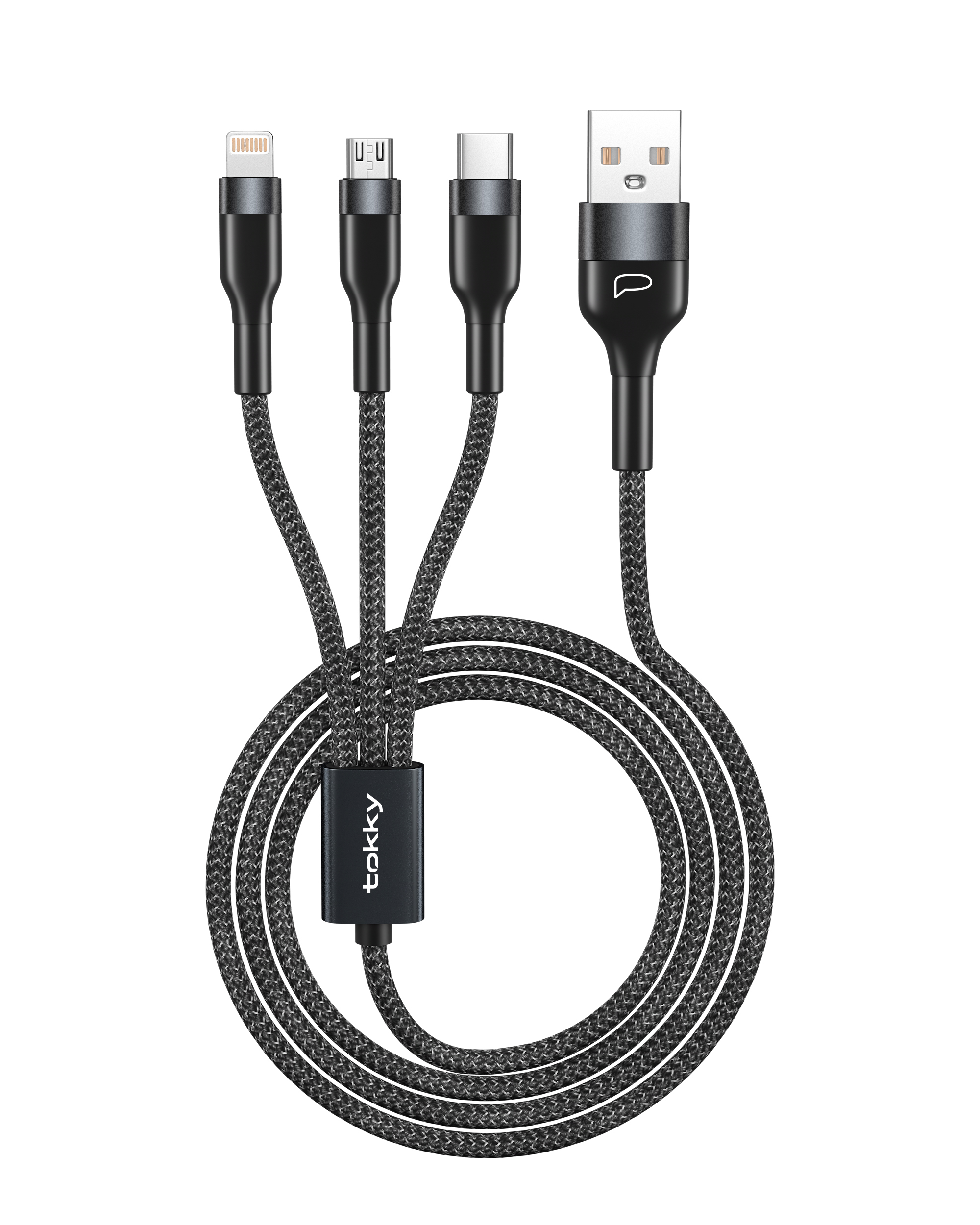 

Кабель 3 в 1 (microUSB/ type-c/ lightning), (2,4A) 1м, металлические коннекторы черный, DC-3in1-B