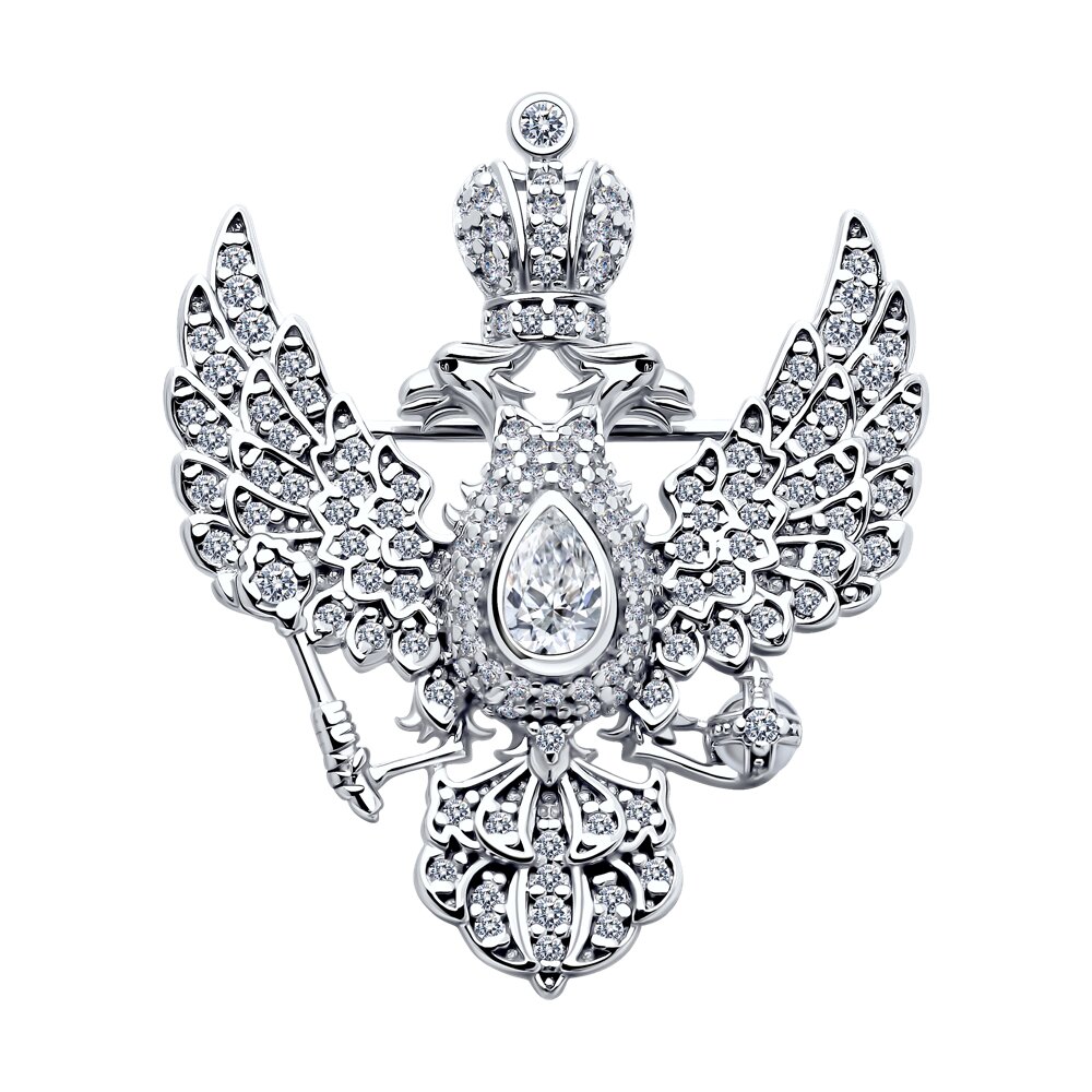 

Брошь из серебра SOKOLOV 94040282, фианит, 94040282