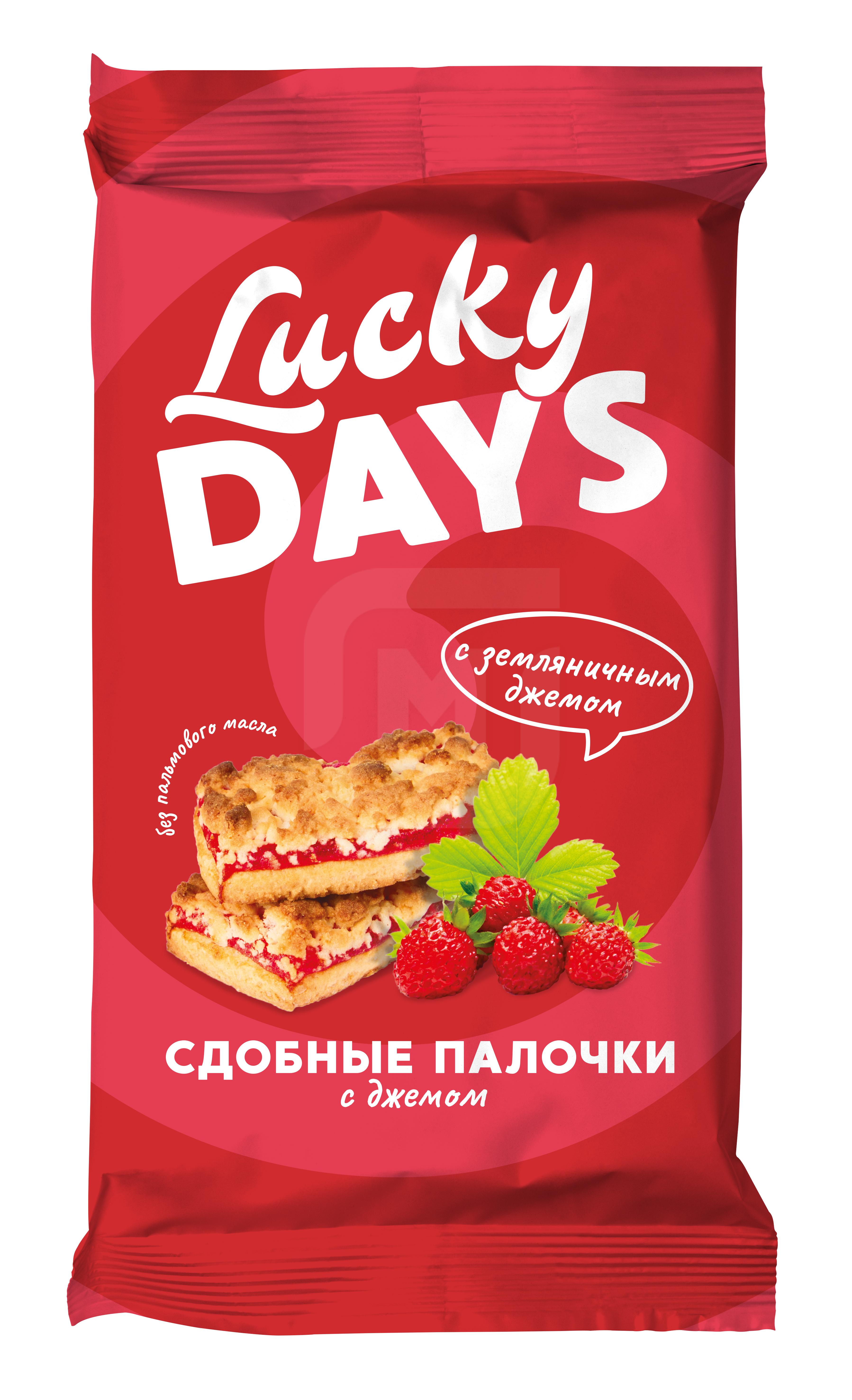 фото Печенье lucky days сдобные палочки с земляничным джемом 370 г