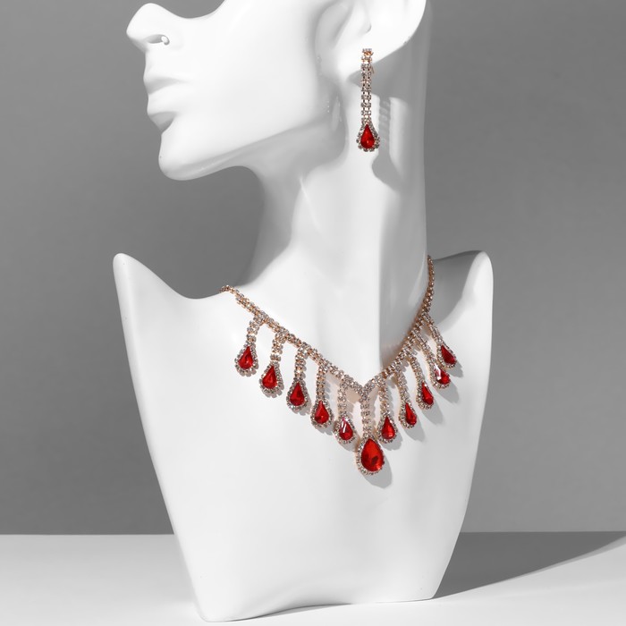 

Комплект (колье, серьги) из меди Queen Fair 9682215, акрил, стразы, 9682215