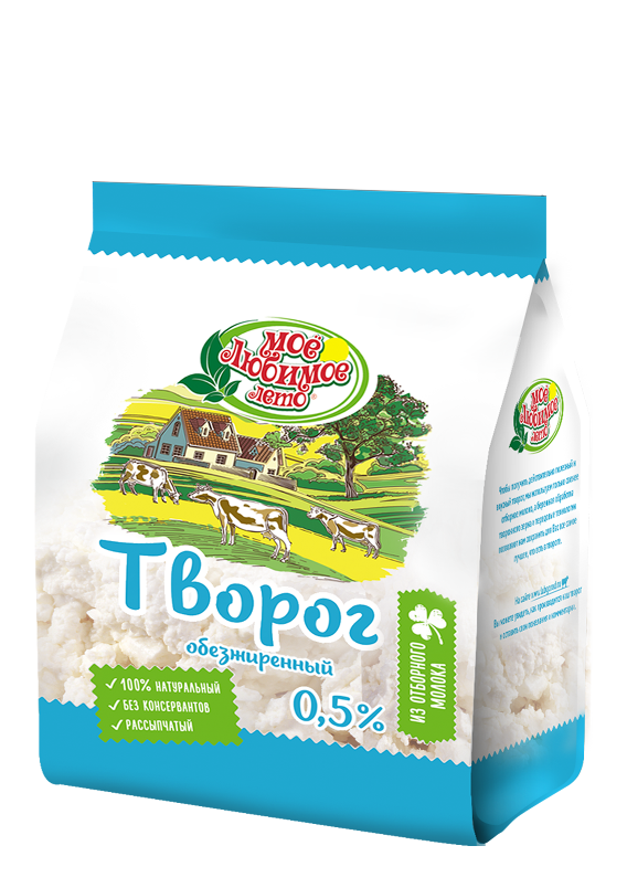 

Творог Мое любимое лето обезжиренный 0,5% бзмж 200 г