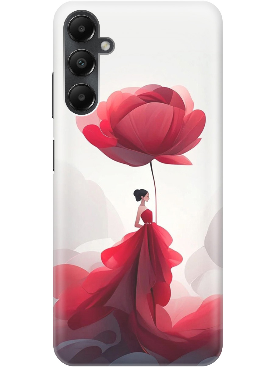 

Силиконовый чехол на Samsung Galaxy A05s с рисунком "Цветочная девушка в красном", Белый;красный, 20001456