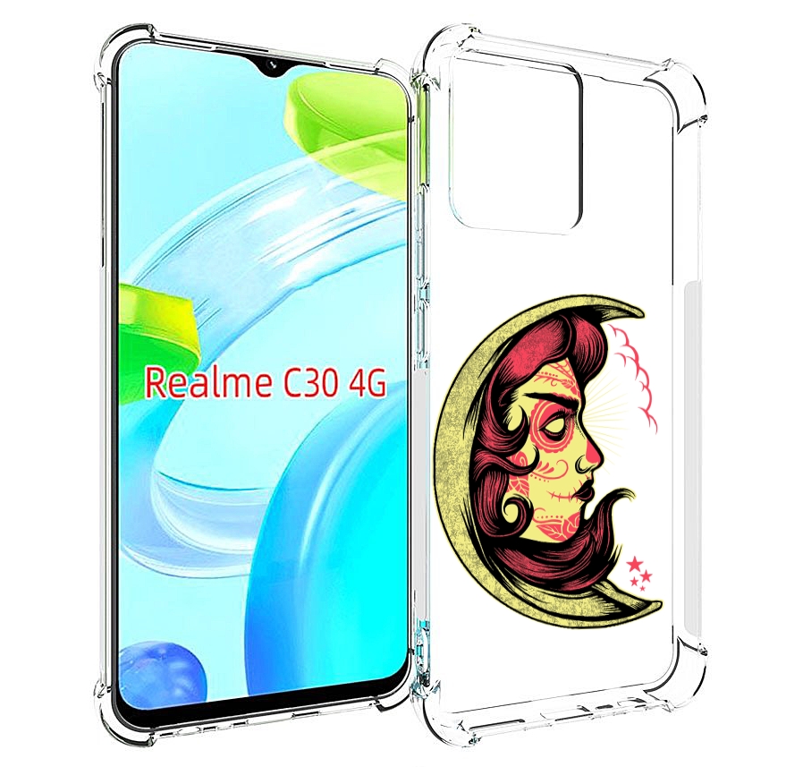 

Чехол MyPads желтый полумесяц с лицом девушки для Realme C30 4G / Narzo 50i Prime, Прозрачный, Tocco