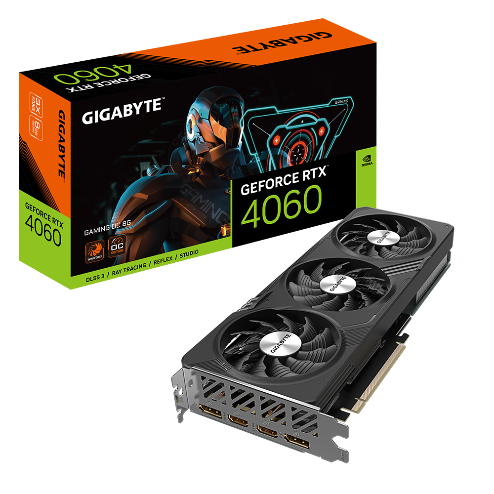 

Видеокарта GIGABYTE GeForce RTX 4060 GAMING OC Черный (GV-N4060GAMING OC-8GD), GeForce RTX 4060 GAMING OC