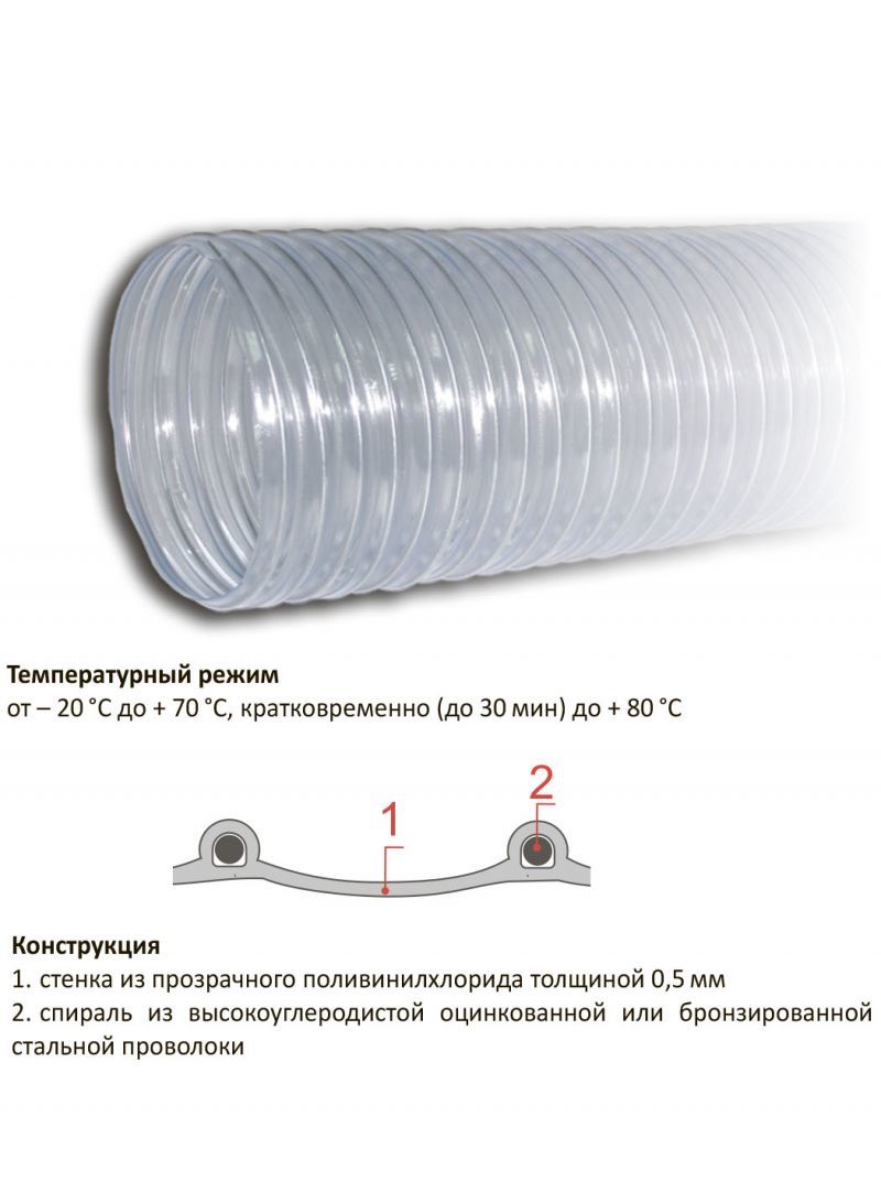 Воздуховод Tex PVC 500, D 60 мм 10 метров из ПВХ PVC-F500-60/10