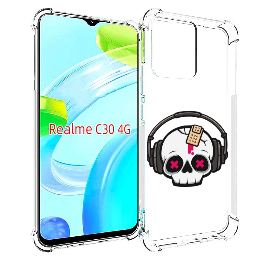 

Чехол MyPads черепок в наушниках для Realme C30 4G / Narzo 50i Prime, Прозрачный, Tocco