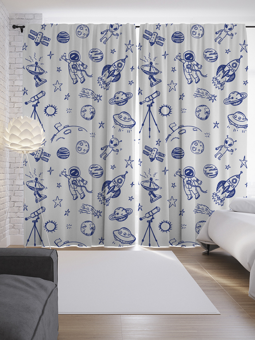 

Шторы с фотопечатью "Космическая фантазия" из сатена, 290х265 см