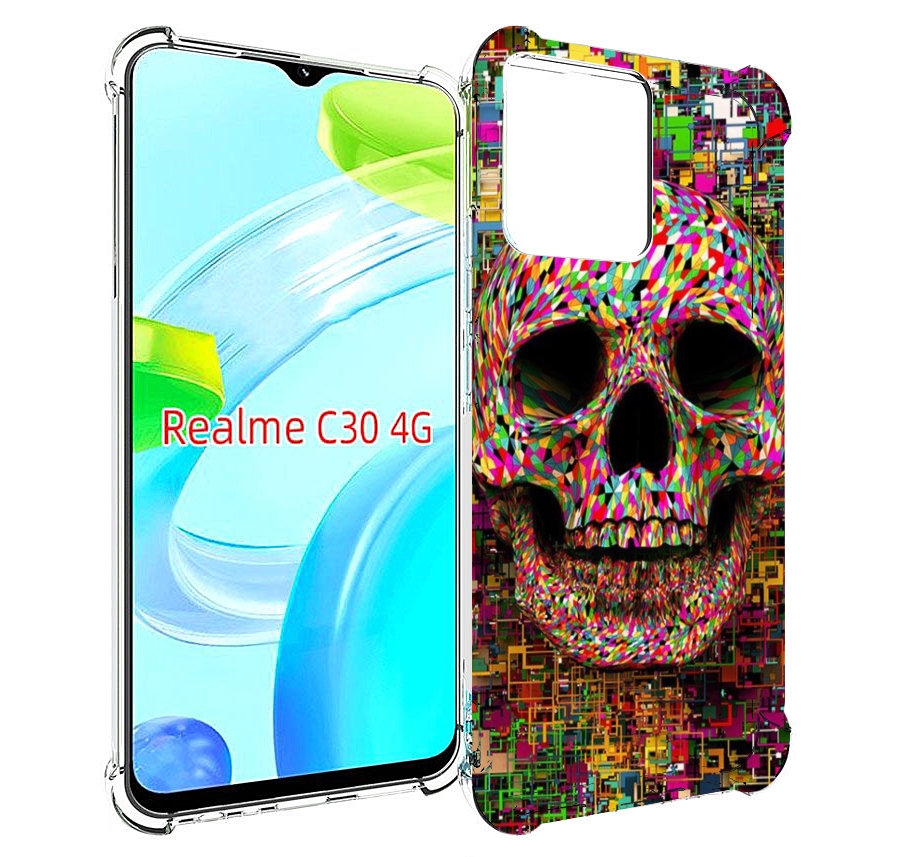 

Чехол MyPads череп красочные цвета для Realme C30 4G / Narzo 50i Prime, Прозрачный, Tocco